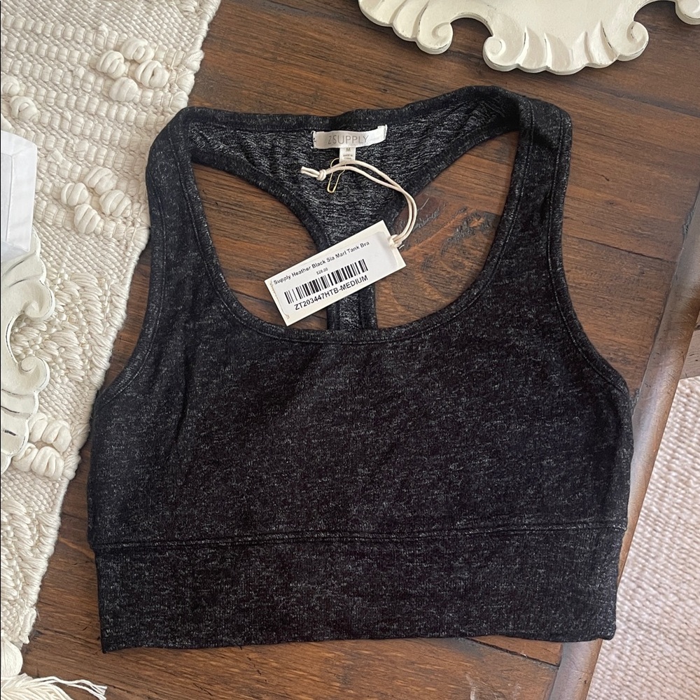 Z Supply Heather Black Sia Marl Tank Bra
